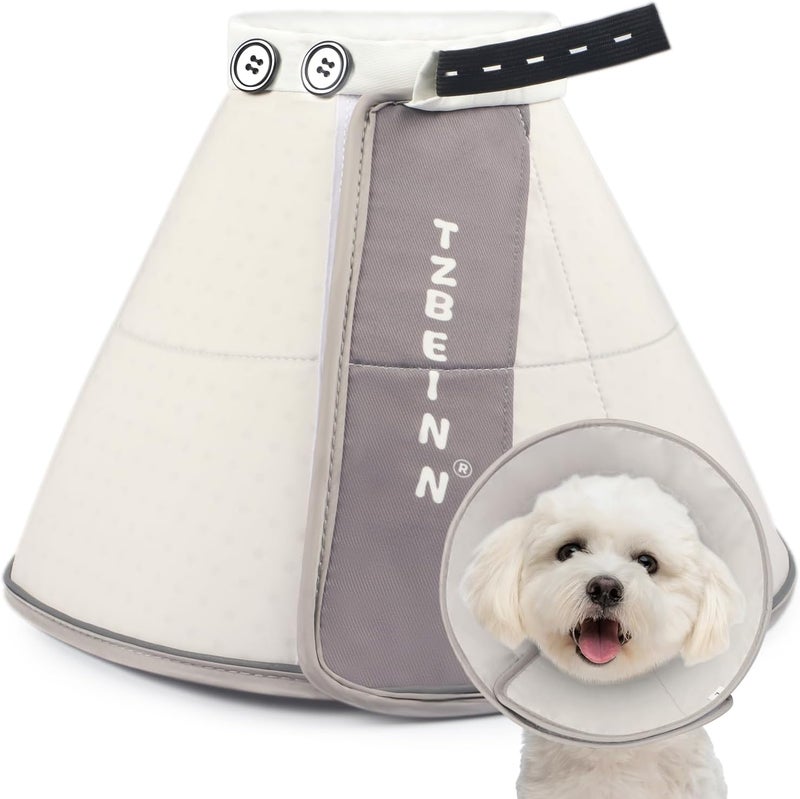 TZBEINN Soft Dog Cone Collar Alternative, Comfortable Elizabethan Dog Neck Pillow Cone for Medium Dogs (Maltese Bichon), Protective Adjustable Head Recovery Cone After Surgery Anti Licking - Image 1